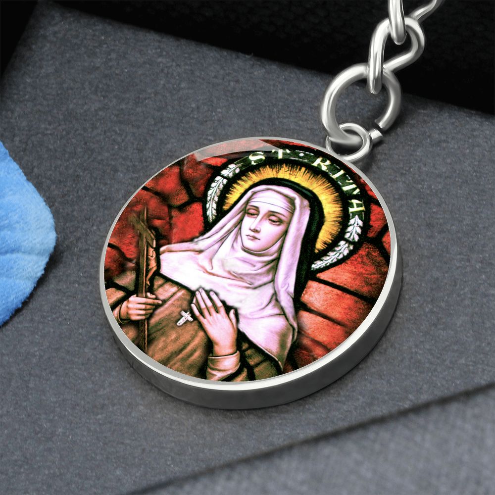 saint-rita circle pendant necklace_artwork_original_artwork Graphic Circle Keychain NEW
