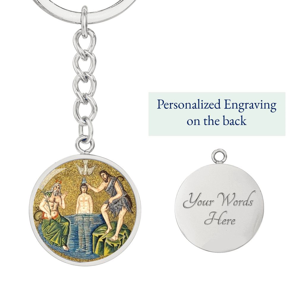 baptism-of jesus mozaic circle pendant necklace_artwork_original_artwork Graphic Circle Keychain NEW