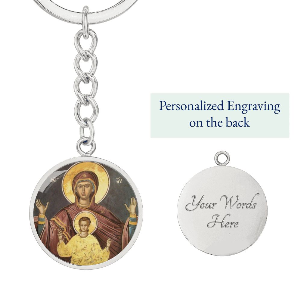 Theotokos Oranta Circle New circle ShineOn Circle Pendant Keychain