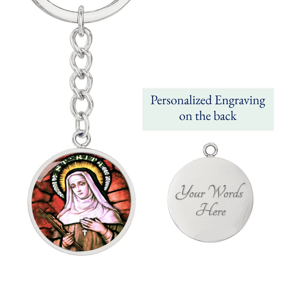 saint-rita circle pendant necklace_artwork_original_artwork Graphic Circle Keychain NEW