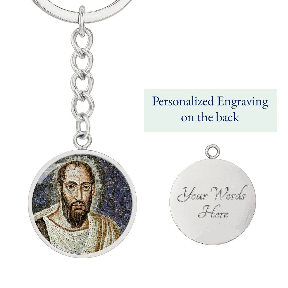 st-paul the apostle mosaic circle pendant necklace_artwork_original_artwork Graphic Circle Keychain NEW