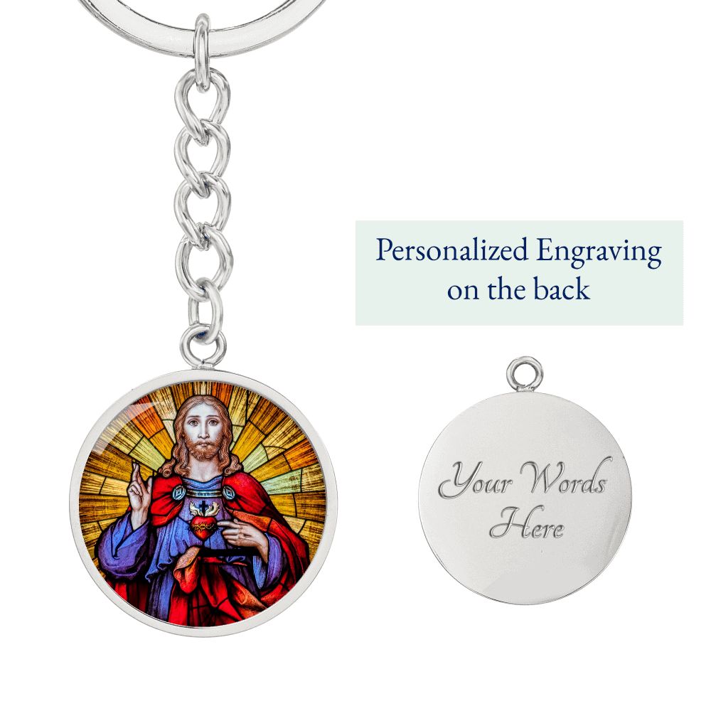 the-sacred heart of jesus christ pendant necklace_artwork_original_artwork Graphic Circle Keychain NEW