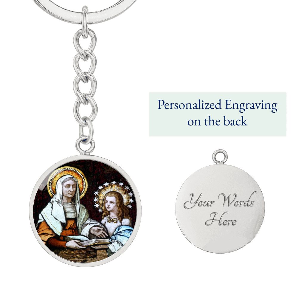 st-anna and virgin mary circle pendant necklace_artwork_original_artwork Graphic Circle Keychain NEW