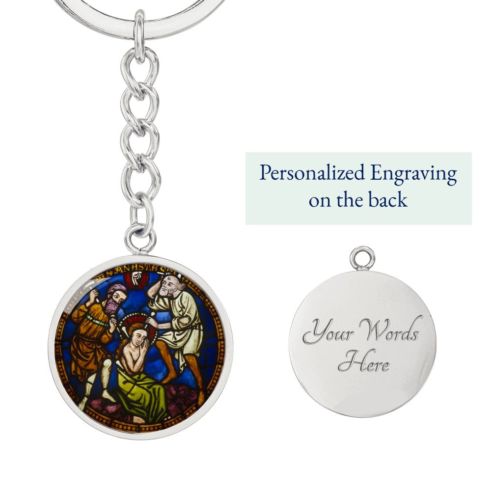 saint-anastasia circle pendant necklace_artwork_original_artwork Graphic Circle Keychain NEW