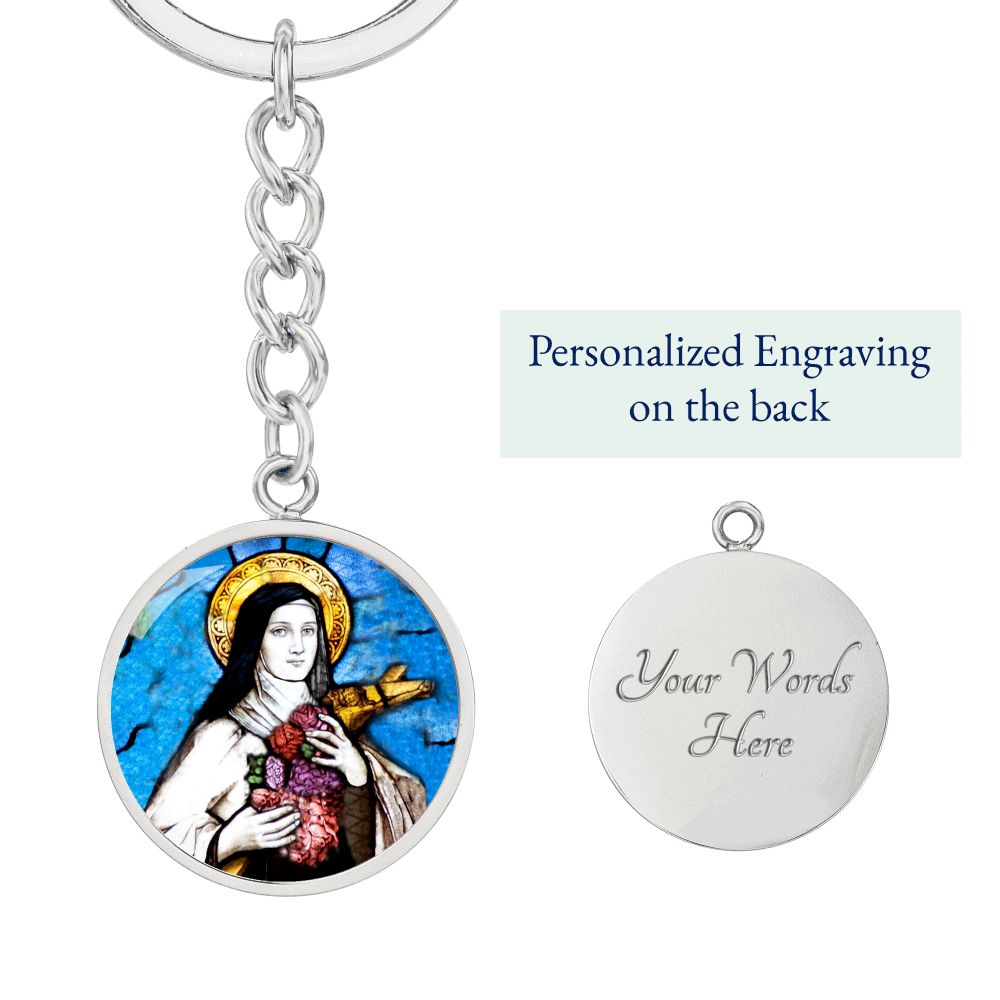 saint-therese of lisieux circle pendant necklace_artwork_original_artwork Graphic Circle Keychain NEW