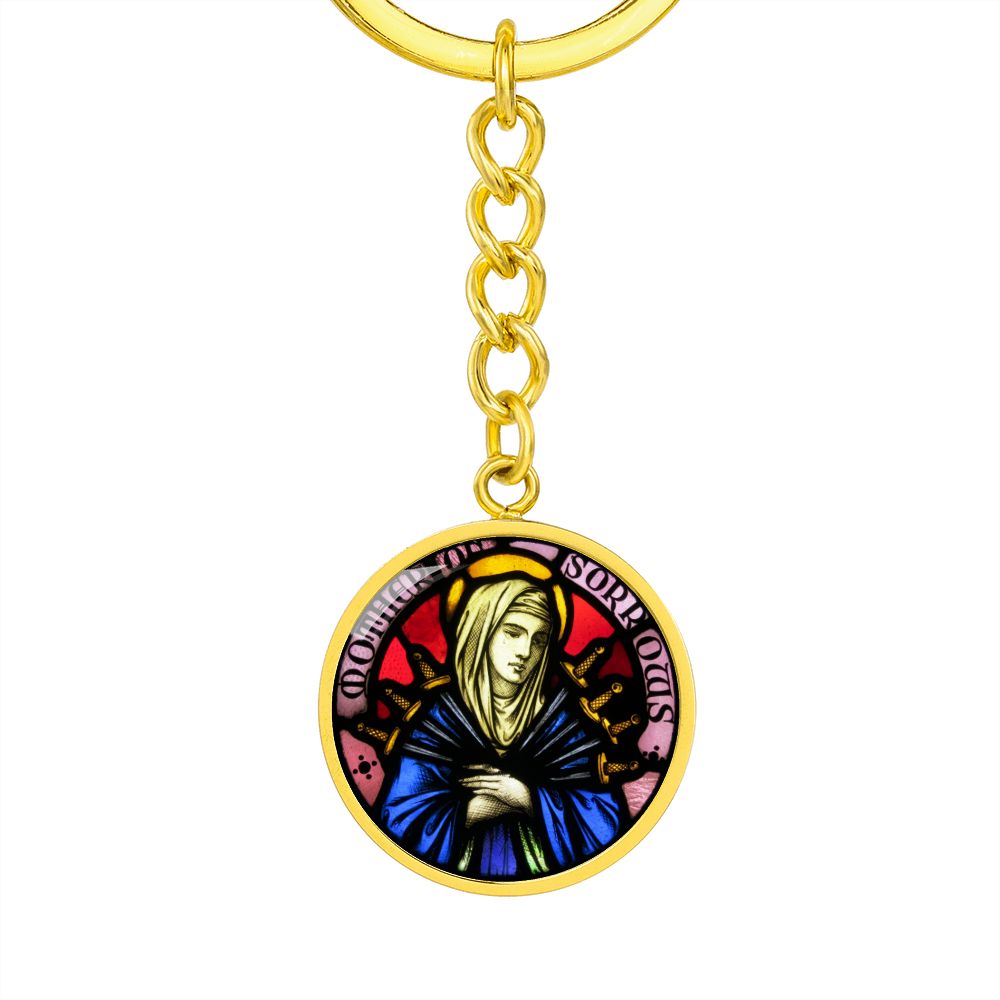 our-lady of sorrows stainglass pendant necklace_artwork_original_artwork Graphic Circle Keychain NEW