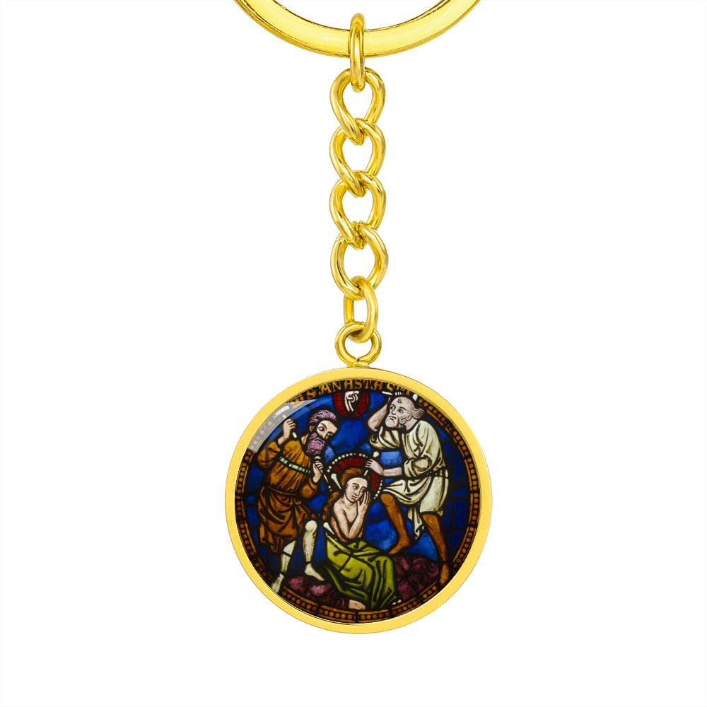saint-anastasia circle pendant necklace_artwork_original_artwork Graphic Circle Keychain NEW