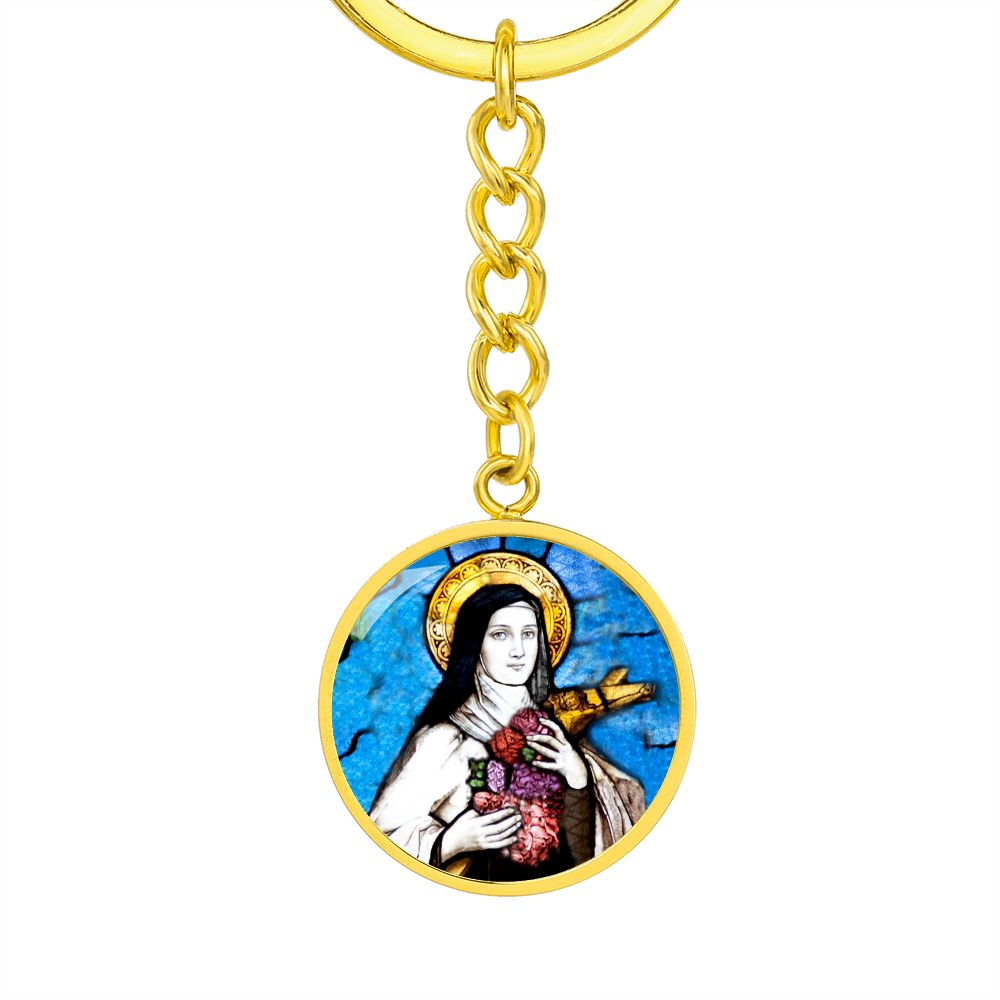 saint-therese of lisieux circle pendant necklace_artwork_original_artwork Graphic Circle Keychain NEW
