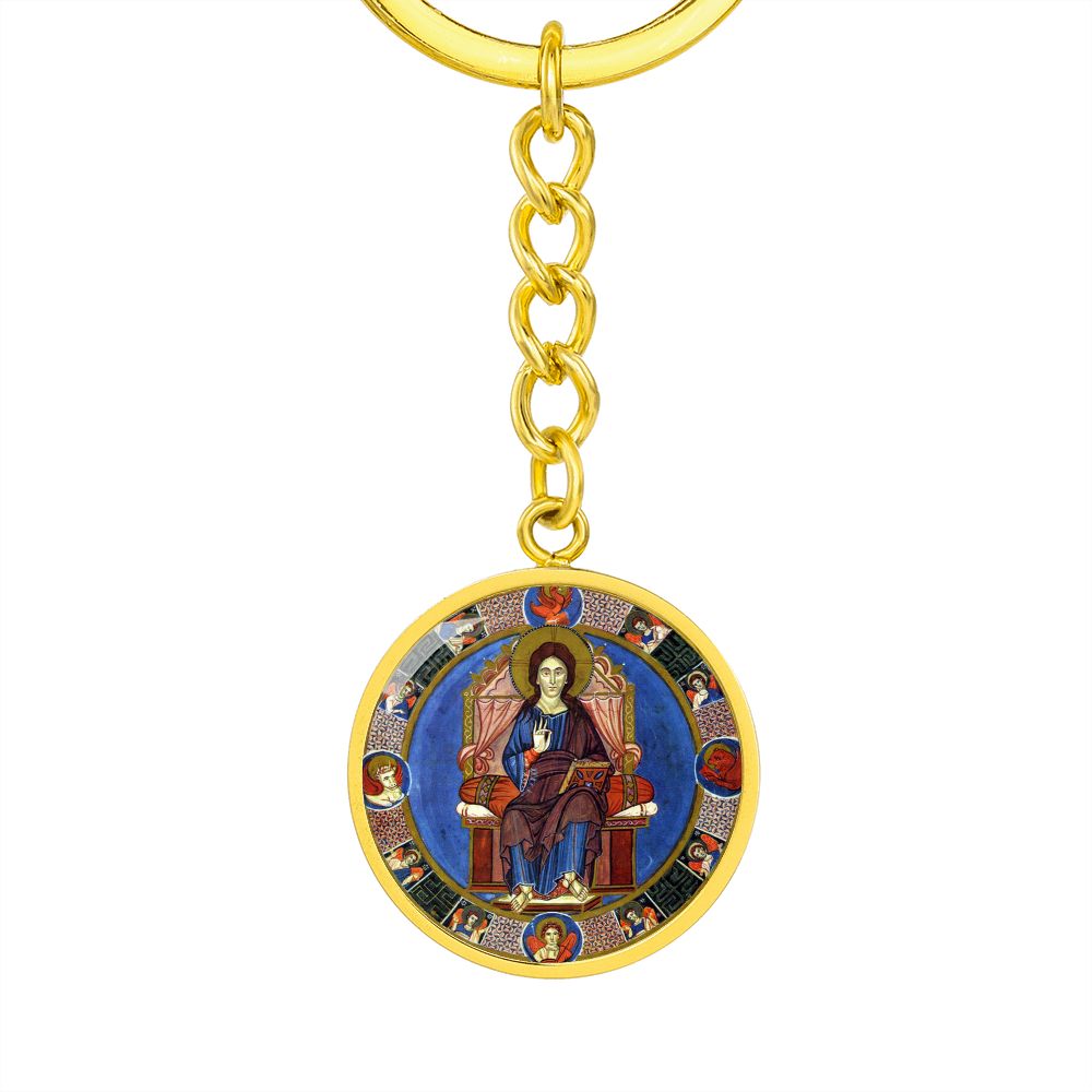 jesus-king of glory circle pendant necklace_artwork_original_artwork Graphic Circle Keychain NEW