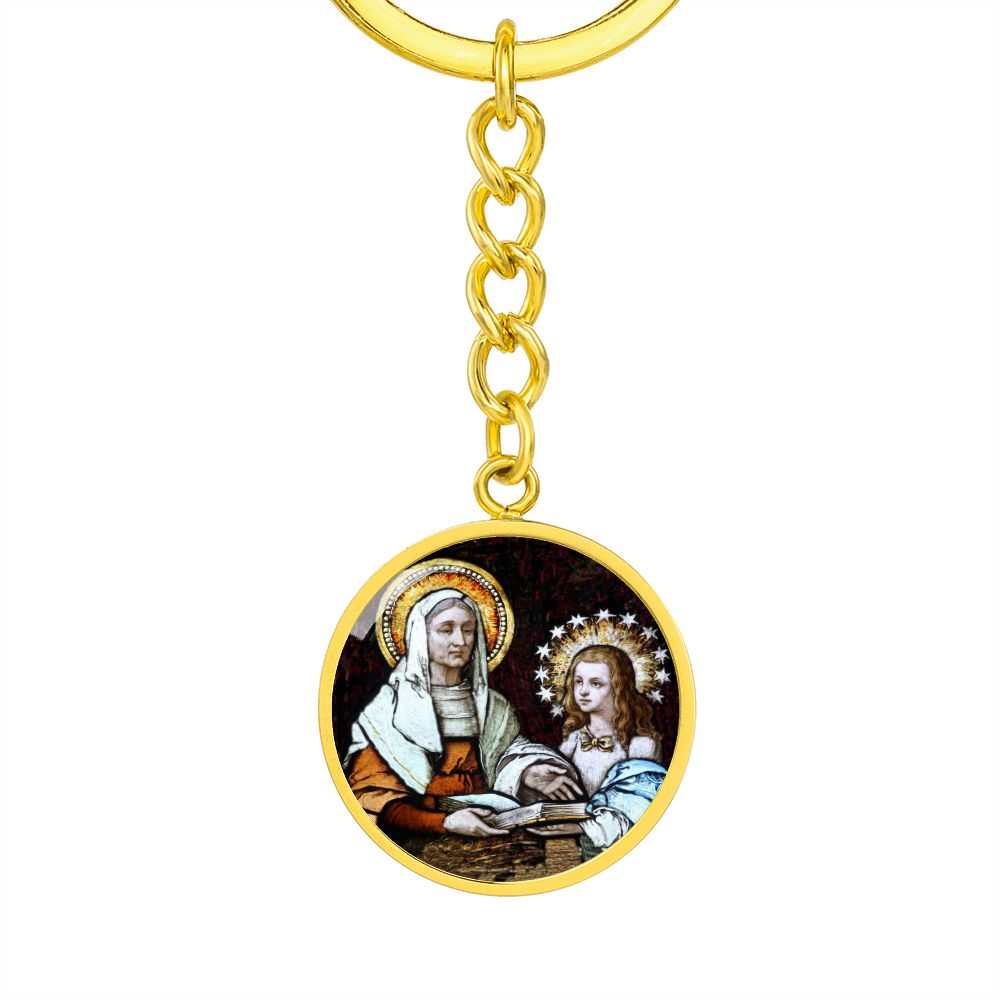st-anna and virgin mary circle pendant necklace_artwork_original_artwork Graphic Circle Keychain NEW