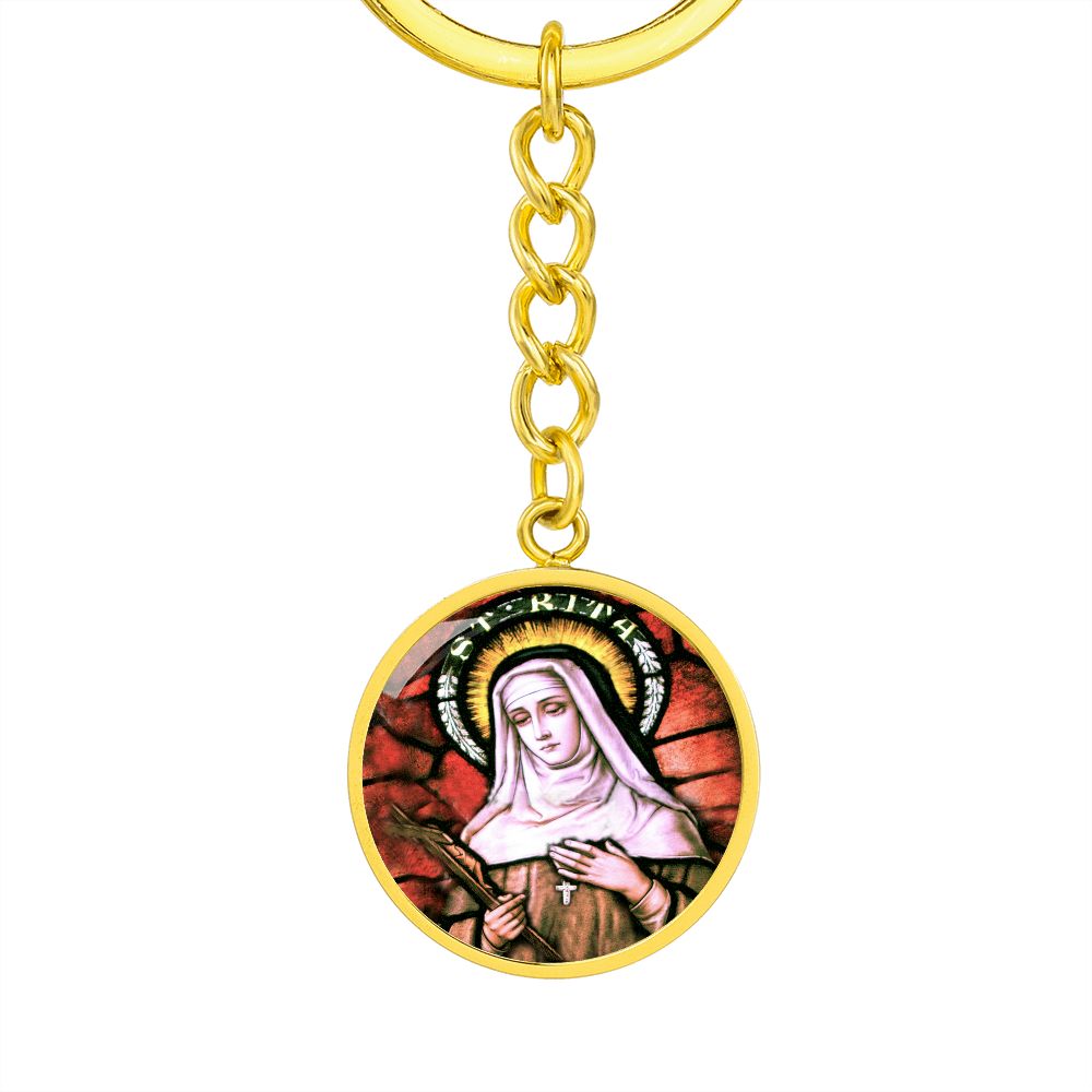 saint-rita circle pendant necklace_artwork_original_artwork Graphic Circle Keychain NEW