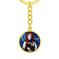 St Bede Venerable stained glass circle keychain