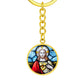sacred-heart of jesus stained glass pendant necklace_artwork_original_artwork Graphic Circle Keychain NEW