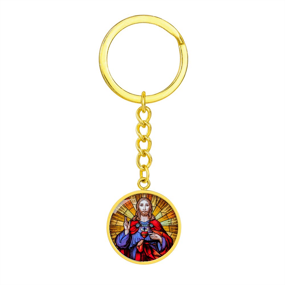 the-sacred heart of jesus christ pendant necklace_artwork_original_artwork Graphic Circle Keychain NEW