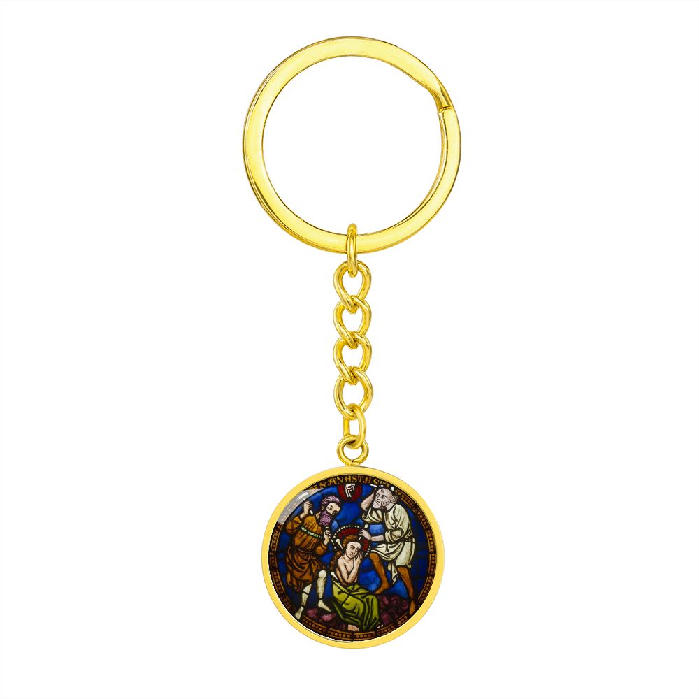 saint-anastasia circle pendant necklace_artwork_original_artwork Graphic Circle Keychain NEW