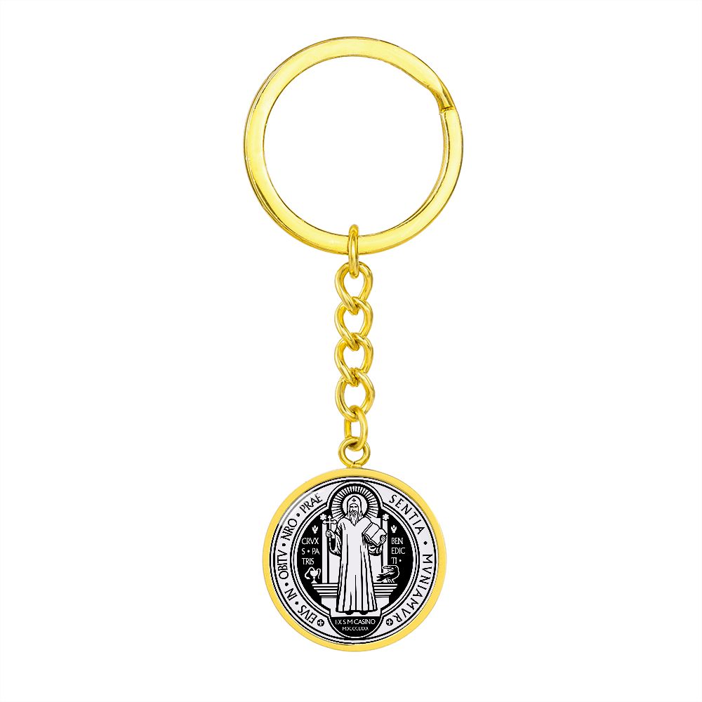 St Benedict circle pendant keychain Black Front