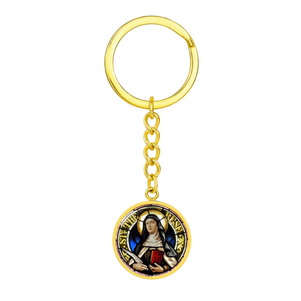St Therese of Avila circle pendant keychain