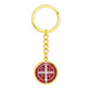 St Benedict medal White Maroon BACK Circle Pendant Keychain