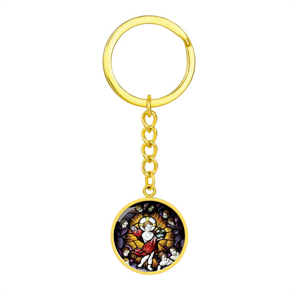 jesus-emmanuel icon circle pendant necklace_artwork_original_artwork Graphic Circle Keychain NEW