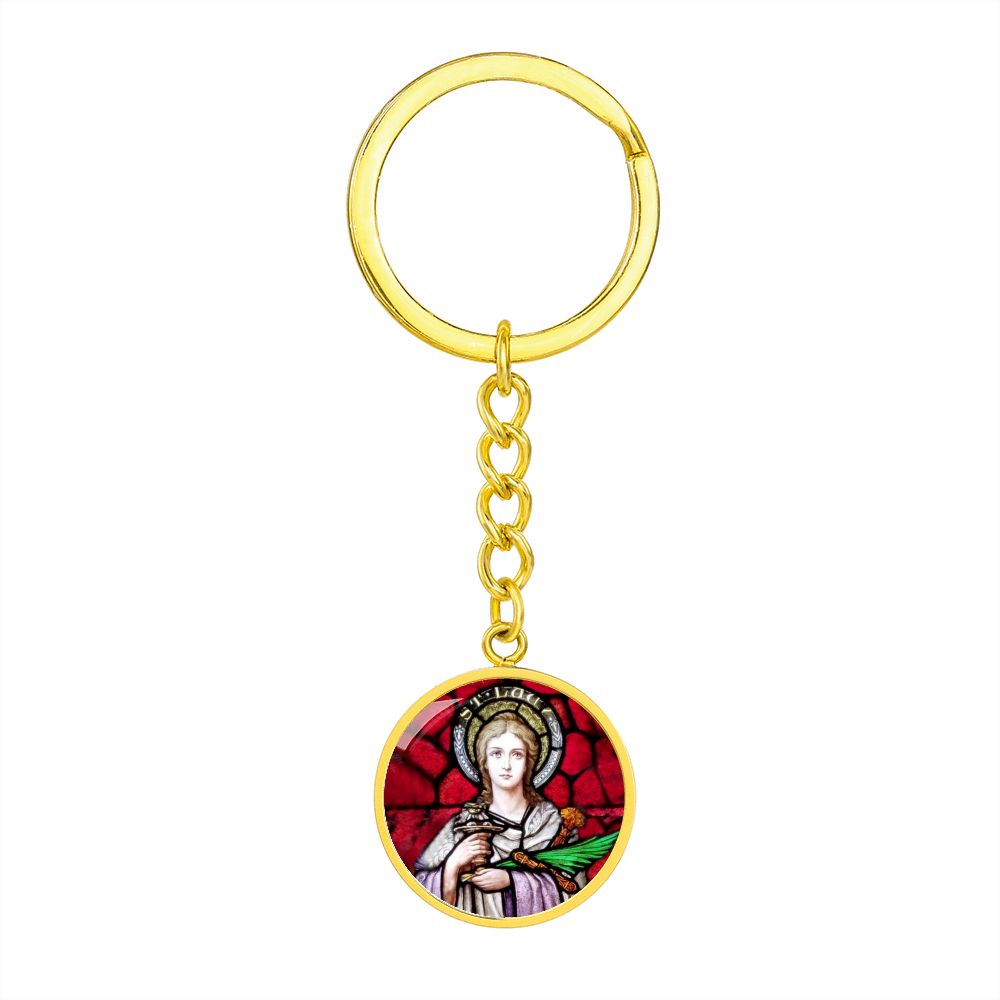 saint-lucy circle pendant necklace_artwork_original_artwork Graphic Circle Keychain NEW