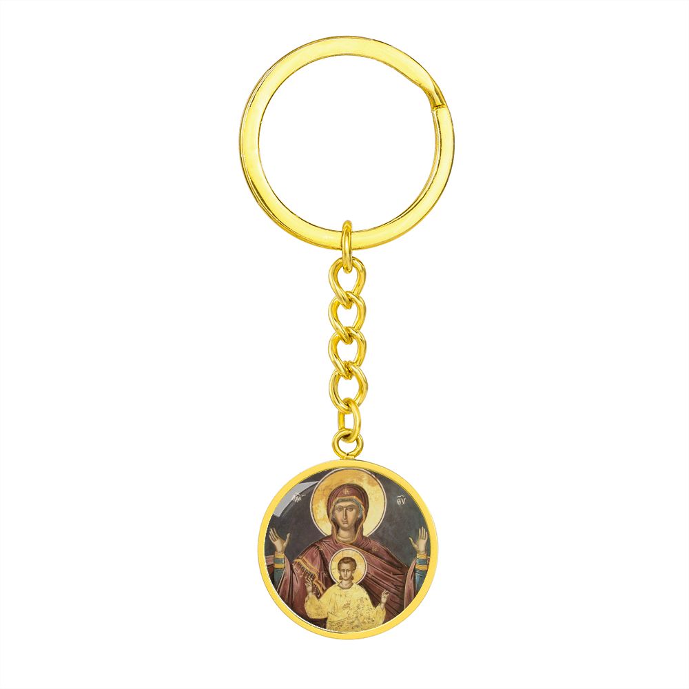 Theotokos Oranta Circle New circle ShineOn Circle Pendant Keychain