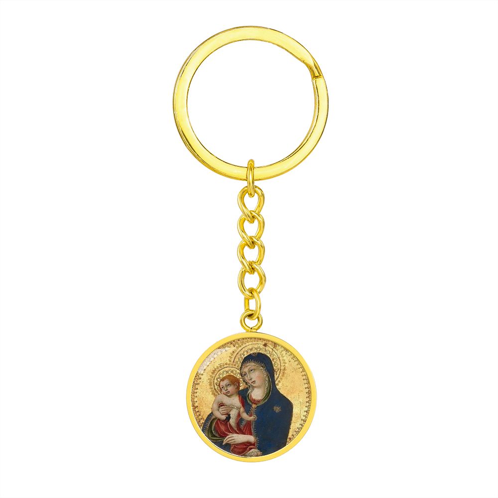 Catholic Virgin Mary and baby Jesus ShineOn Circle Pendant Keychain