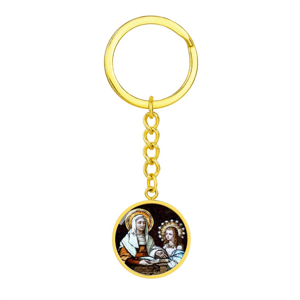 st-anna and virgin mary circle pendant necklace_artwork_original_artwork Graphic Circle Keychain NEW