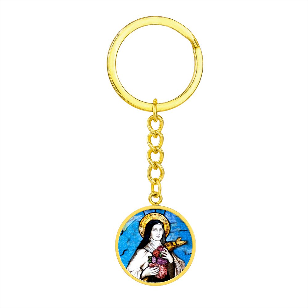 saint-therese of lisieux circle pendant necklace_artwork_original_artwork Graphic Circle Keychain NEW