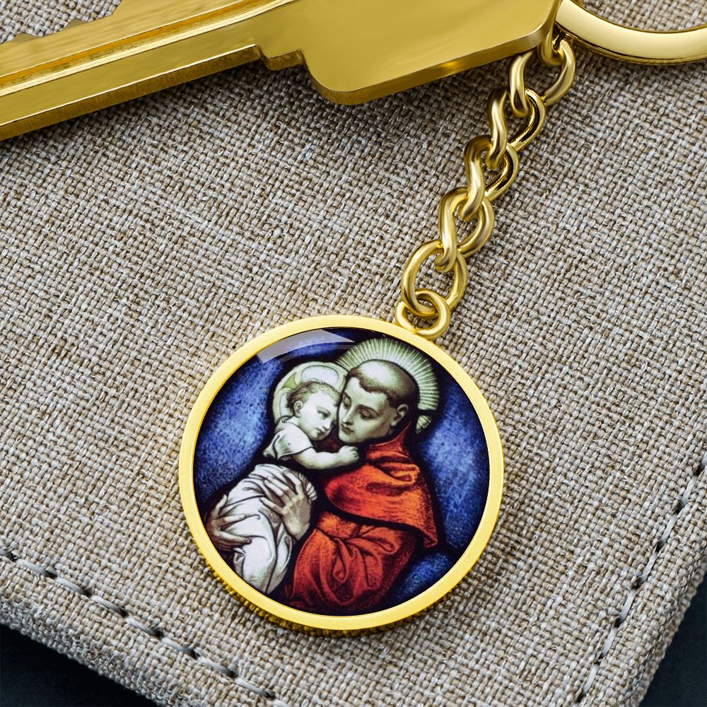 St Anthony Of Padua Finder of Lost Things Circle Pendant Keychain