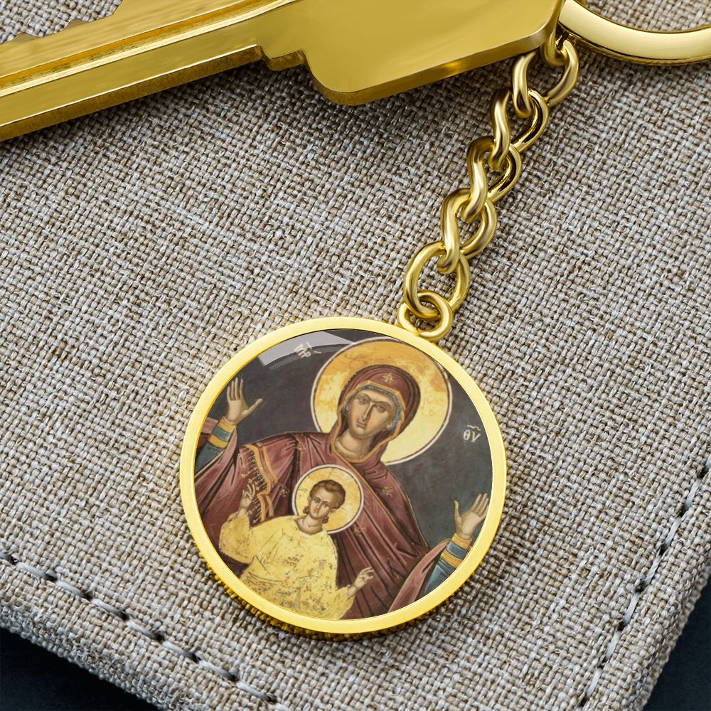 Theotokos Oranta Circle New circle ShineOn Circle Pendant Keychain