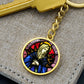Our Lady of Sorrows 7 Swords Stained Glass Round Circle Pendant Keychain