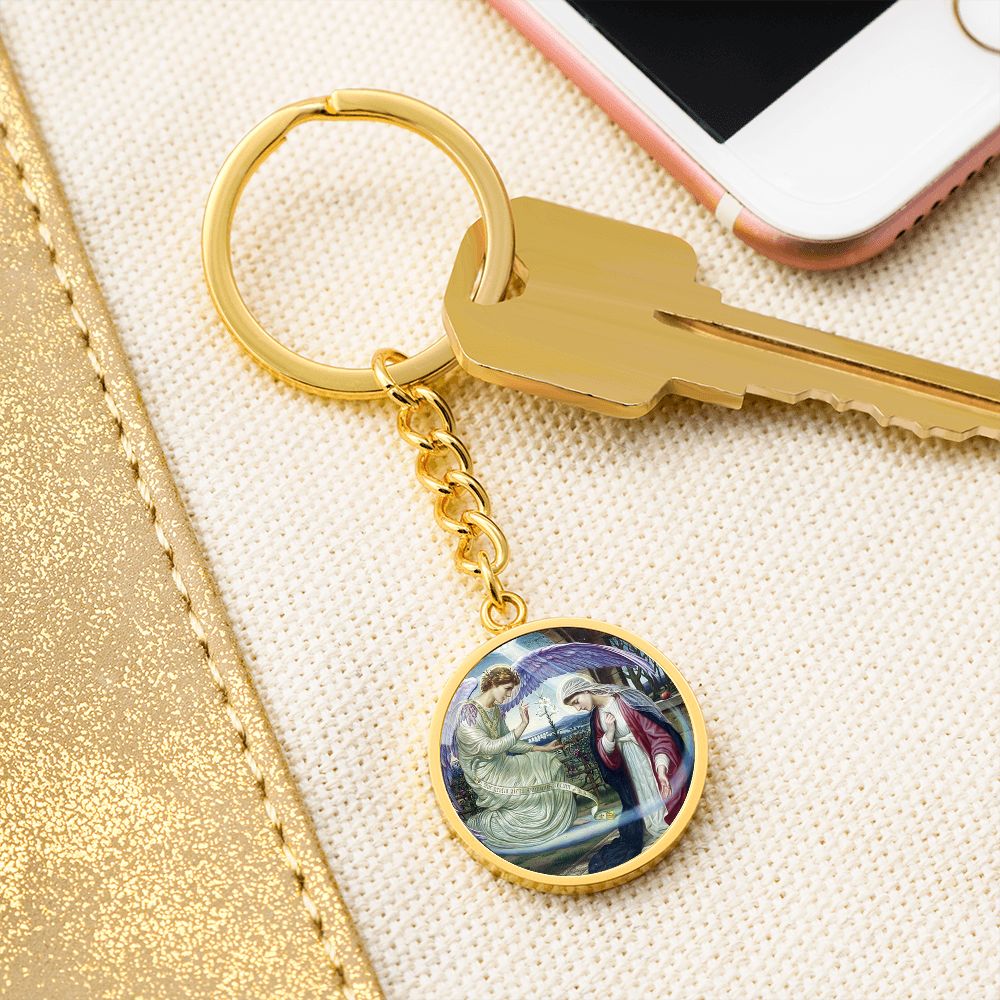 Anunciation Prerafaelites Ave Maria Gracia ShineOn Circle Circle Pendant Keychain