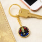 Our Lady of Sorrows 7 Swords Stained Glass Round Circle Pendant Keychain