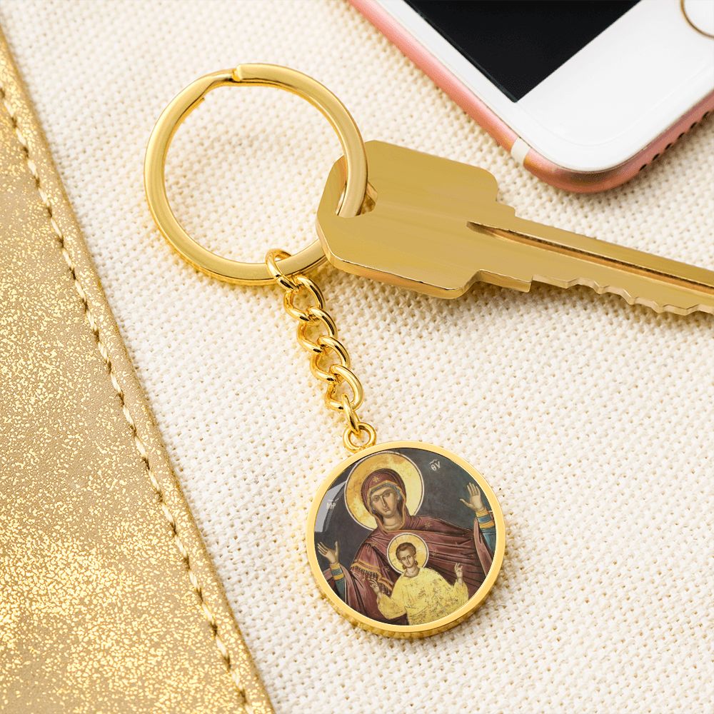 Theotokos Oranta Circle New circle ShineOn Circle Pendant Keychain