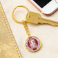 St Benedict medal White Maroon FRONT Circle Pendant Keychain