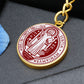St Benedict medal White Maroon FRONT Circle Pendant Keychain