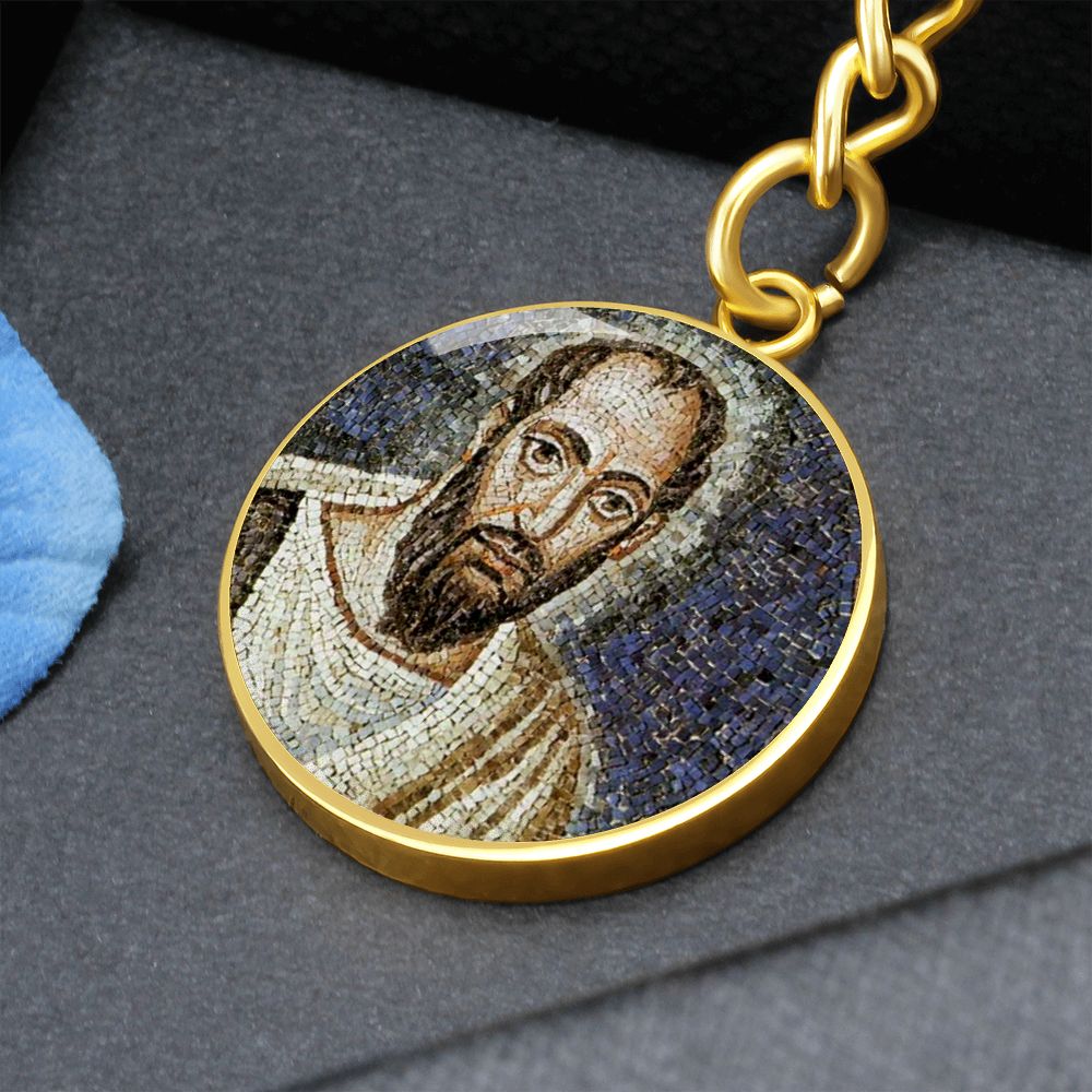 st-paul the apostle mosaic circle pendant necklace_artwork_original_artwork Graphic Circle Keychain NEW