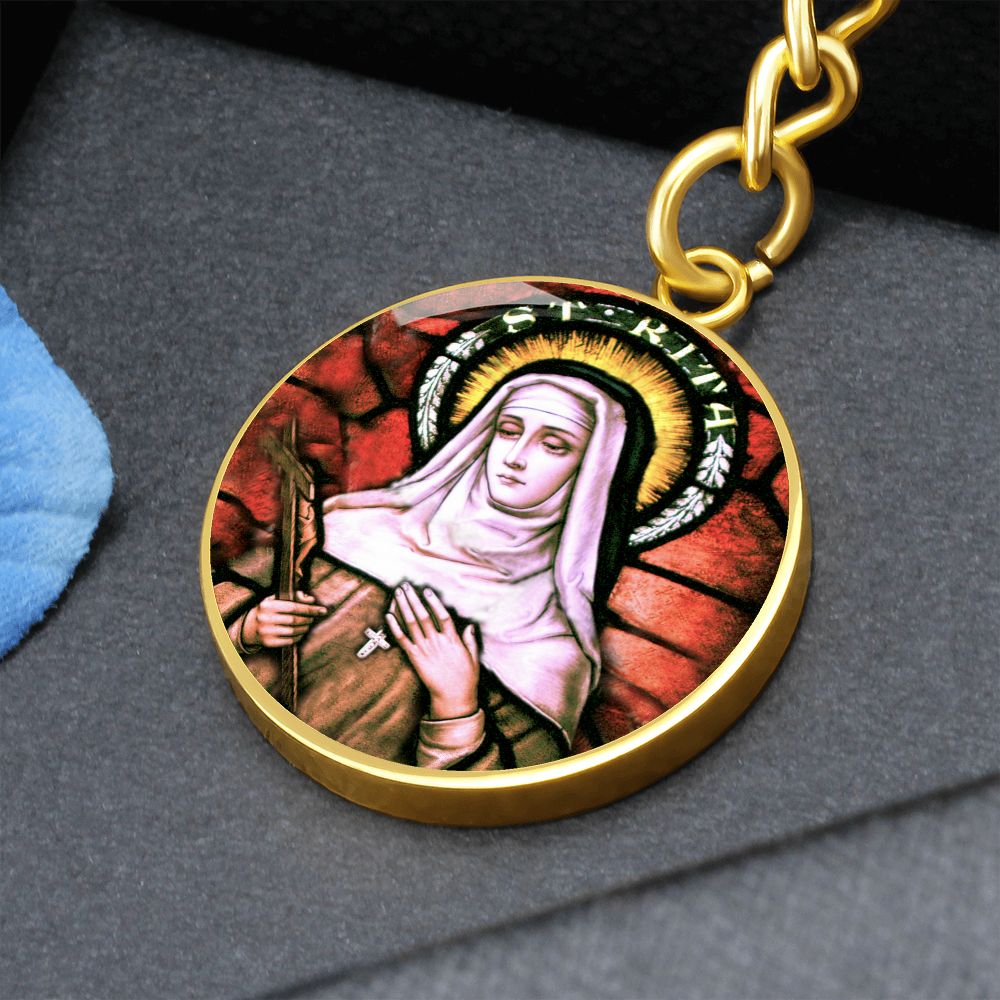 saint-rita circle pendant necklace_artwork_original_artwork Graphic Circle Keychain NEW