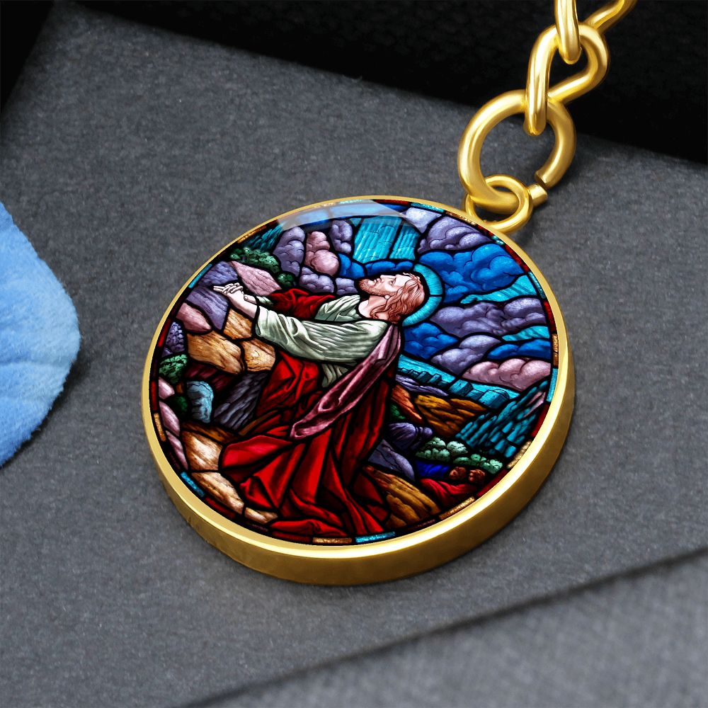 agony-in the garden circle pendant necklace_artwork_original_artwork Graphic Circle Keychain NEW