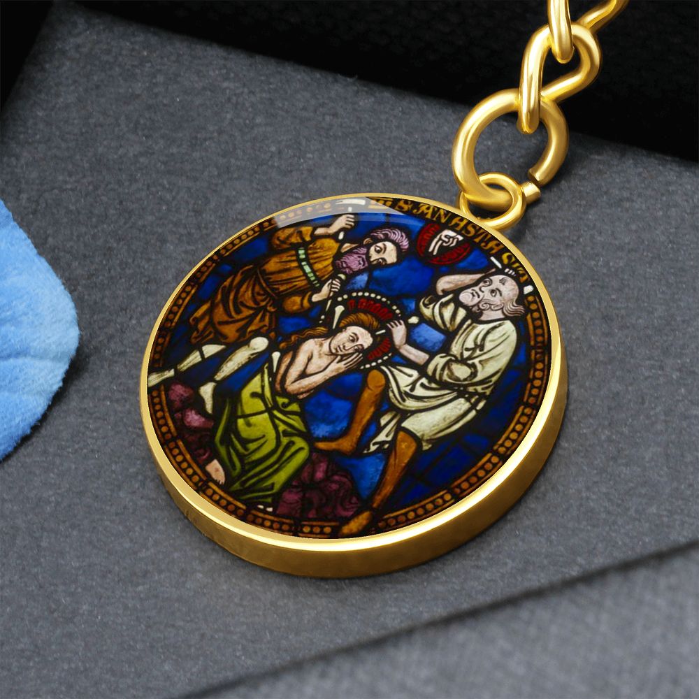 saint-anastasia circle pendant necklace_artwork_original_artwork Graphic Circle Keychain NEW
