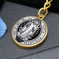 St Benedict medal White Black FRONT Circle Pendant Keychain