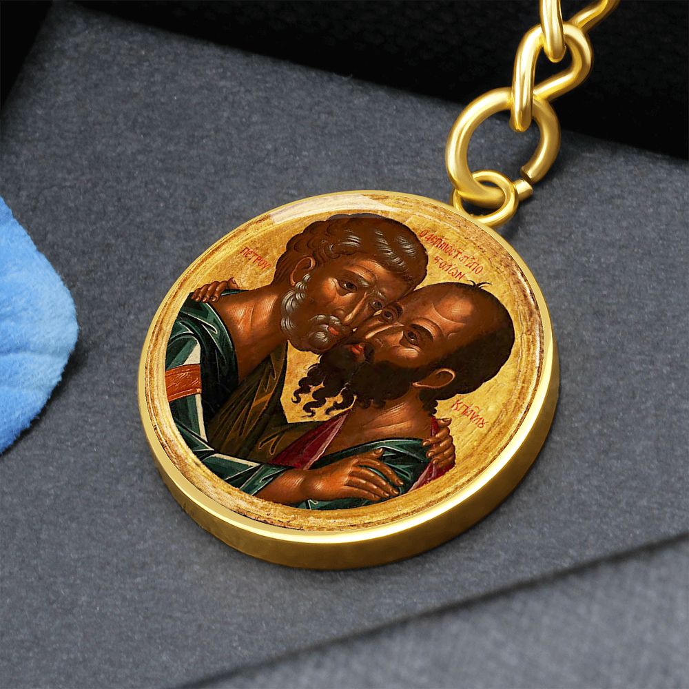saint-peter and saint paul icon circle pendant necklace_artwork_original_artwork Graphic Circle Keychain NEW