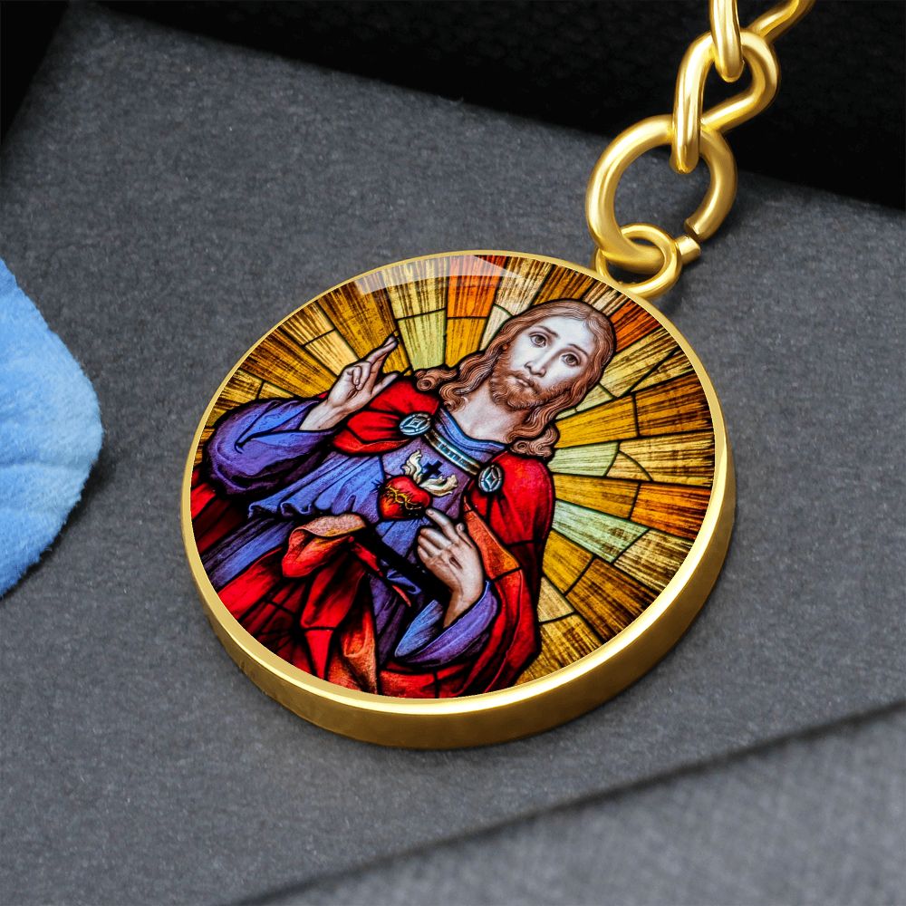 the-sacred heart of jesus christ pendant necklace_artwork_original_artwork Graphic Circle Keychain NEW