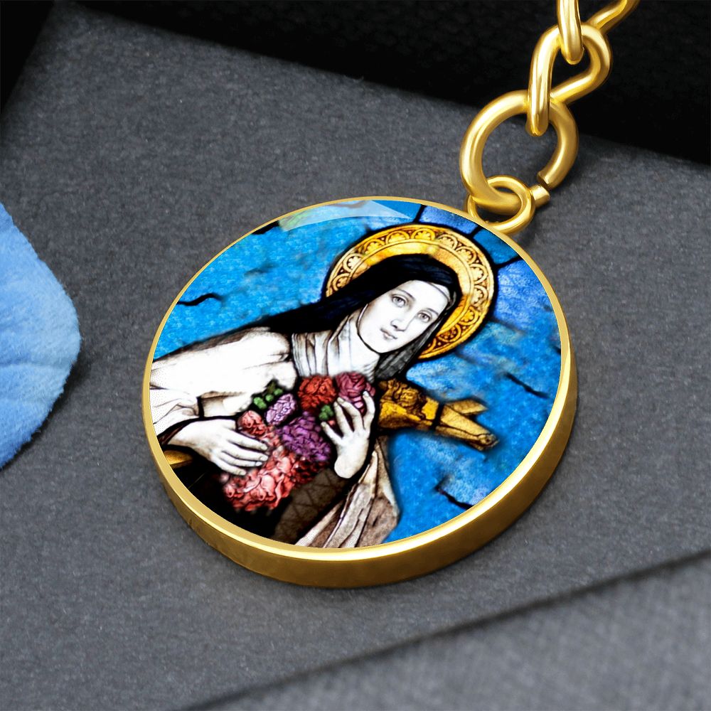 saint-therese of lisieux circle pendant necklace_artwork_original_artwork Graphic Circle Keychain NEW