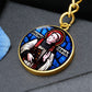 St Bede Venerable stained glass circle keychain