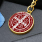St Benedict medal White Maroon BACK Circle Pendant Keychain
