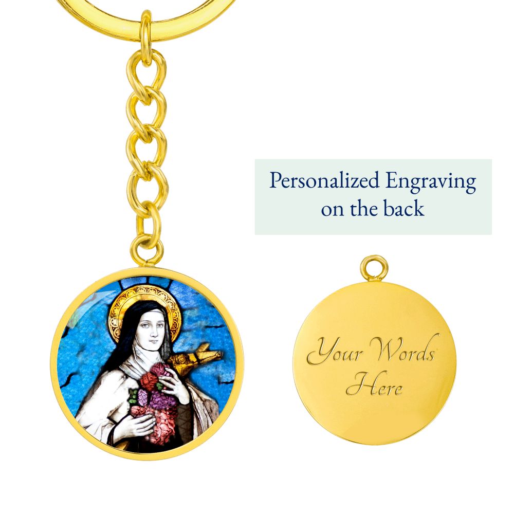 saint-therese of lisieux circle pendant necklace_artwork_original_artwork Graphic Circle Keychain NEW