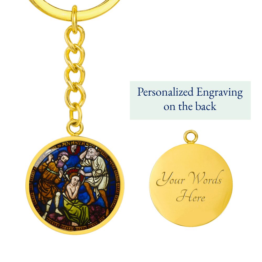 saint-anastasia circle pendant necklace_artwork_original_artwork Graphic Circle Keychain NEW