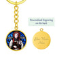 St Bede Venerable stained glass circle keychain