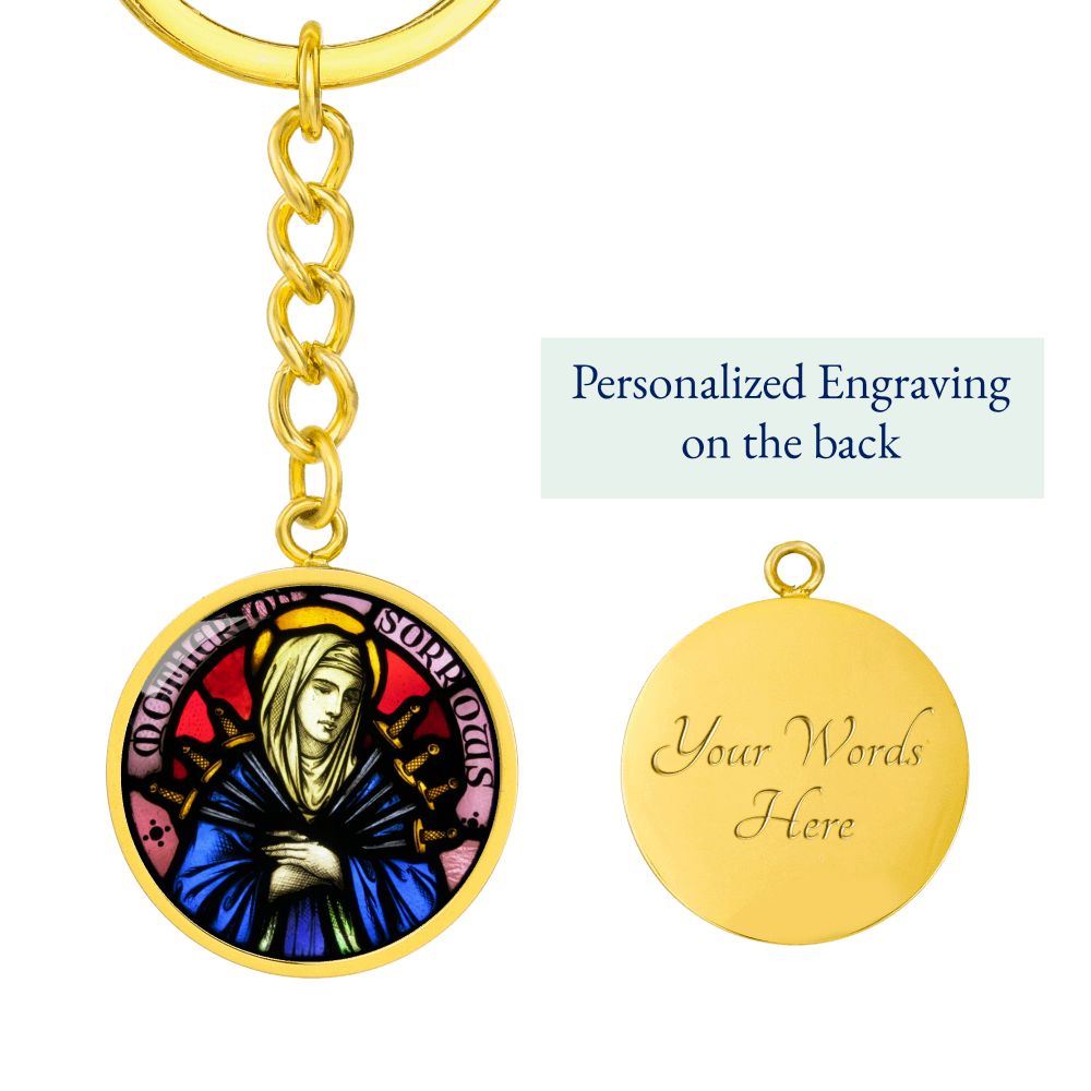 our-lady of sorrows stainglass pendant necklace_artwork_original_artwork Graphic Circle Keychain NEW